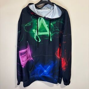 Men’s Large PlayStation Graphic Vibrant Multicolor Polyester Hoodie